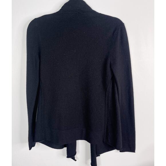 Aqua Cashmere Womens XSmall XS Black Cashmere Draped Open Front Cardigan Sweater - Picture 2 of 7
